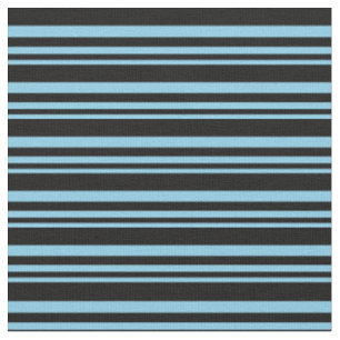 Sky Blue and Black Colored Striped/Lined Pattern Fabric