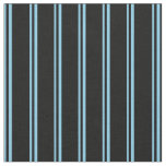 [ Thumbnail: Sky Blue and Black Colored Stripes/Lines Pattern Fabric ]