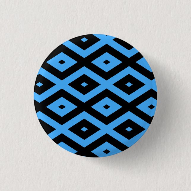 Sky blue and black diamond pattern button (Front)