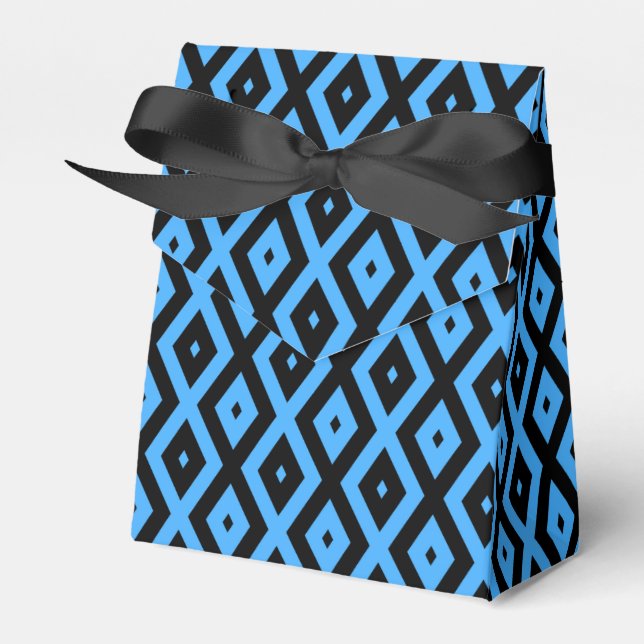Sky blue and black diamond pattern favor boxes (Front Side)