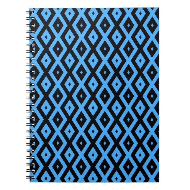 Sky blue and black diamond pattern notebook (Front)