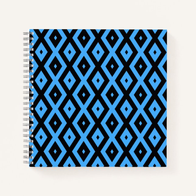 Sky blue and black diamond pattern notebook (Front)