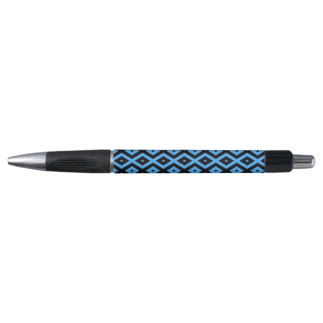Sky blue and black diamond pattern pen (Front)