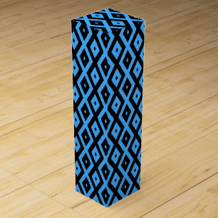 Sky blue and black diamond pattern wine box