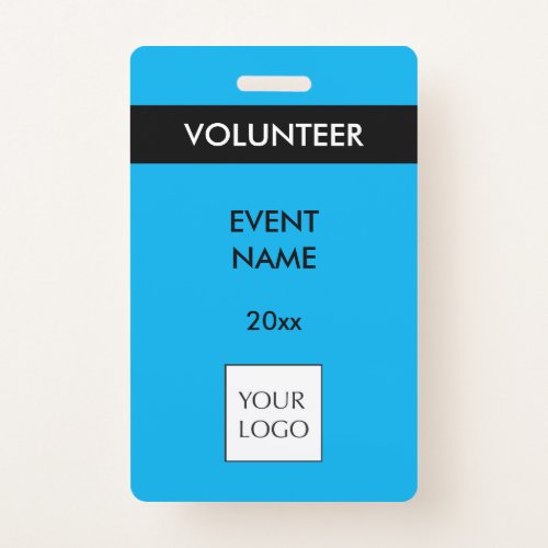 Sky Blue and Black Event Volunteer Logo Badge