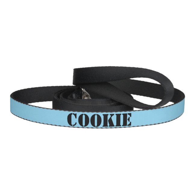 Sky Blue and Black Minimal Stylish Name Cat Dog Pet Leash (Handle)