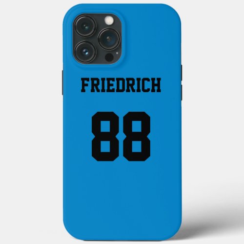 Sky Blue and Black Sports Jersey iPhone 13 Pro Max Case