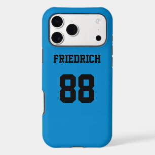 Sky Blue and Black Sports Jersey iPhone 17 Pro Max Case