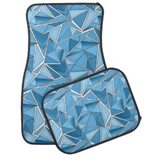 Sky blue and blue geometric shapes pattern modern car floor mat