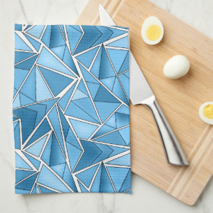 Sky blue and blue geometric shapes pattern modern kitchen towel