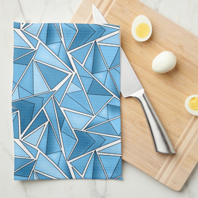 Sky blue and blue geometric shapes pattern modern  kitchen towel (Quarter Fold)