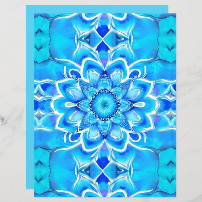 Sky Blue and Cobalt Batik Mandala Pattern  (Front/Back)