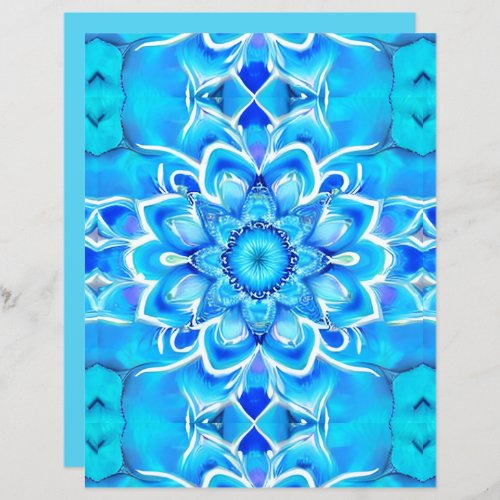 Sky Blue and Cobalt Batik Mandala Pattern 