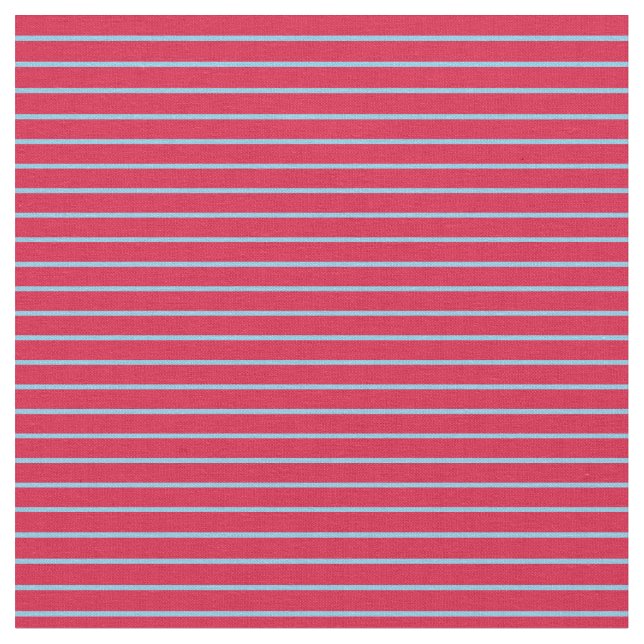 Sky Blue and Crimson Lines Fabric (Close Up)
