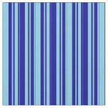 [ Thumbnail: Sky Blue and Dark Blue Colored Stripes Pattern Fabric ]