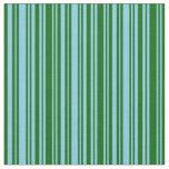 [ Thumbnail: Sky Blue and Dark Green Stripes/Lines Pattern Fabric ]