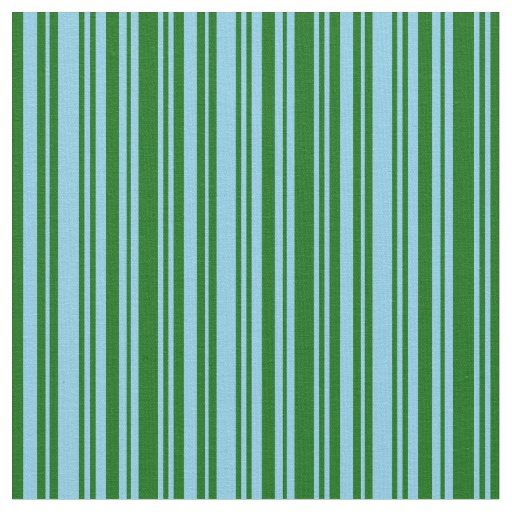 Sky Blue and Dark Green Stripes/Lines Pattern Fabric