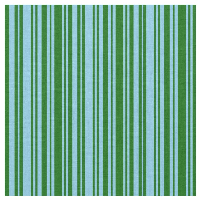 Sky Blue and Dark Green Stripes/Lines Pattern Fabric (Close Up)