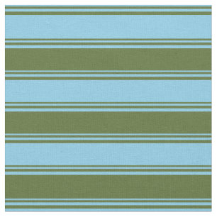 Sky Blue and Dark Olive Green Pattern of Stripes Fabric