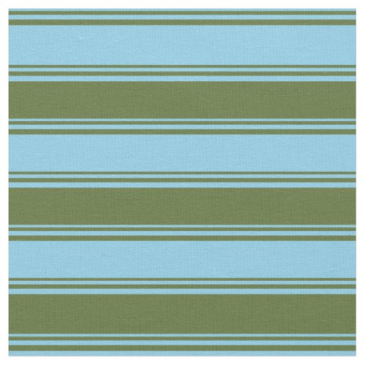 Sky Blue and Dark Olive Green Pattern of Stripes Fabric