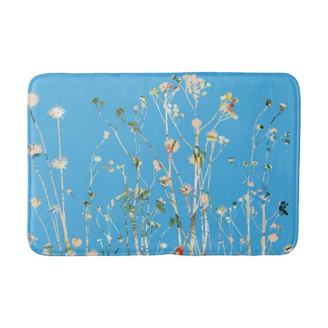 Sky Blue and Flowers Bath Mat (Front)