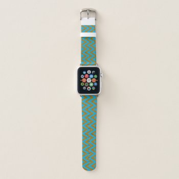 Sky Blue And Gold Chevron Pattern Apple Watch Band by Hannahscloset at Zazzle
