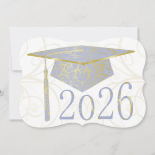 Sky Blue and Gold Floral Cap 2026 Card