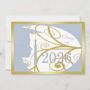 Sky Blue and Gold Silhouette 2026 Card