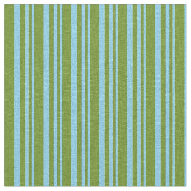 Sky Blue and Green Lines Fabric (Close Up)