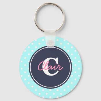 Sky Blue And Navy  Initial  And Name Keychain by Jmariegarza at Zazzle
