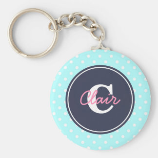 Sky Blue and Navy, Initial, and Name Keychain