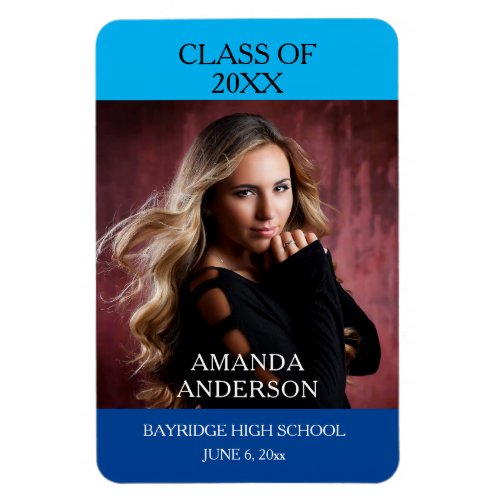 Sky Blue and Navy Photo Graduation Announcement Magnet