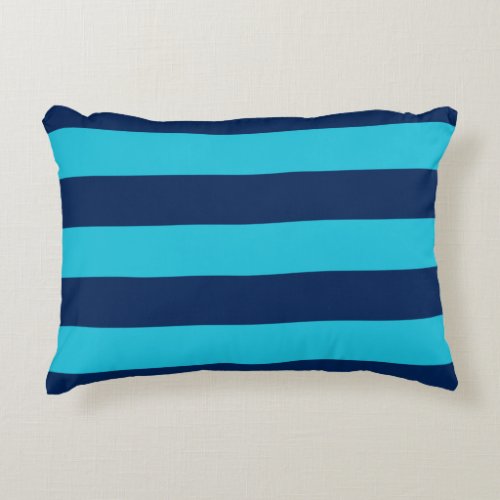 Sky Blue and Navy Stripe Pattern Accent Pillow