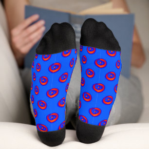 Sky Blue and Orange Red COOL pattern Socks