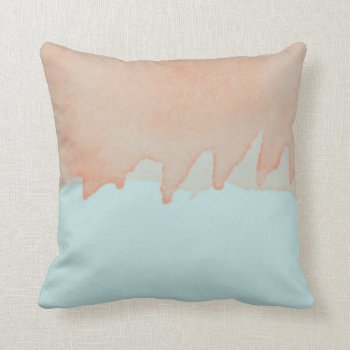 Sky Blue And Orange Watercolor Painting Art Throw Pillow by DifferentStudios at Zazzle