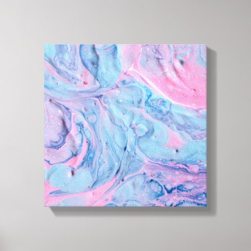 Sky Blue and Pink Acrylic Pour Art Canvas Print
