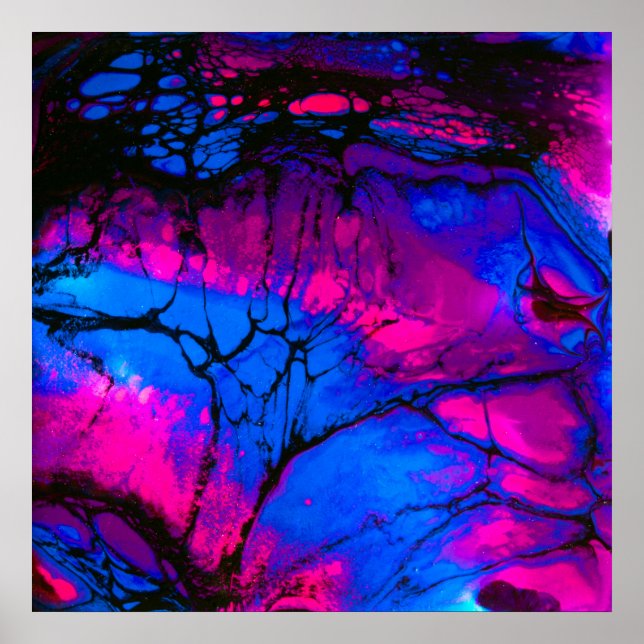 Sky Blue and Pink Acrylic Pour Art Poster (Front)