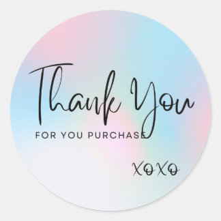 Sky Blue and Pink Thank you Sticker. Classic Round Sticker