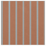 [ Thumbnail: Sky Blue and Sienna Lined/Striped Pattern Fabric ]