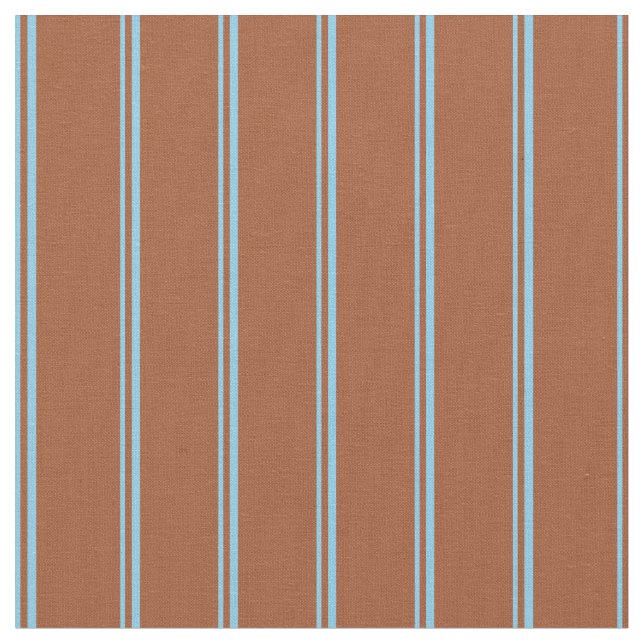 Sky Blue and Sienna Lined/Striped Pattern Fabric (Close Up)