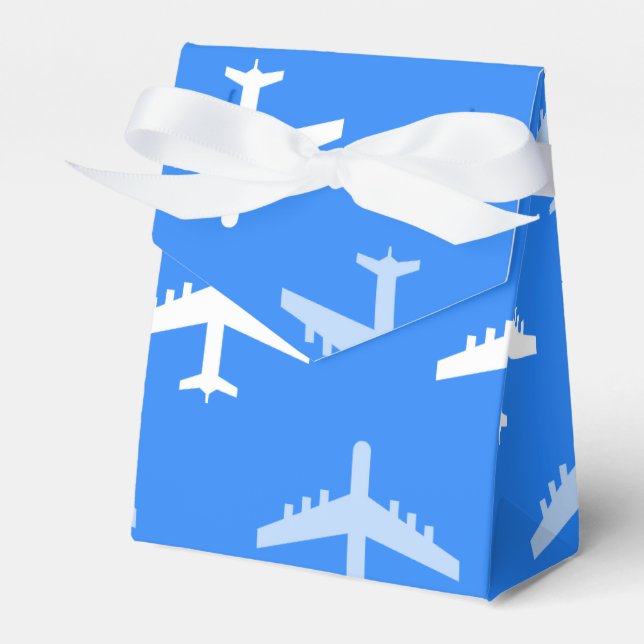 Sky Blue and White Airplane; Plane Favor Boxes (Front Side)