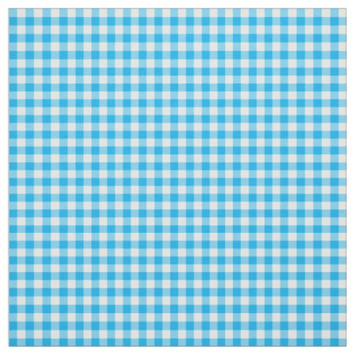 Sky Blue and White Check Gingham Pattern Fabric