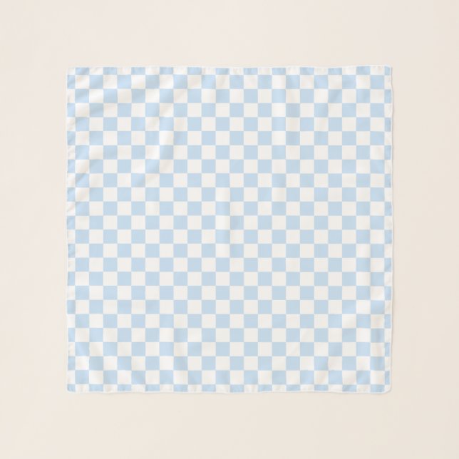 Sky Blue and White Checkerboard Jockey Silks Scarf (Front)