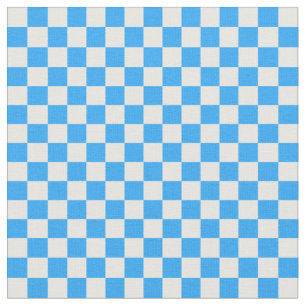 Sky Blue and White Checkerboard Pattern Fabric