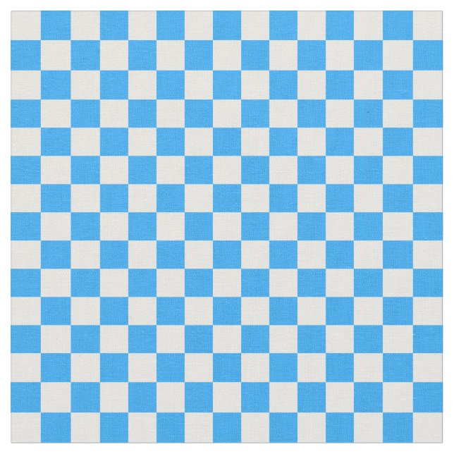 Sky Blue and White Checkerboard Pattern Fabric (Close Up)