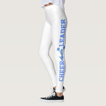 Sky Blue And White Cheerleader Leggings by Hannahscloset at Zazzle