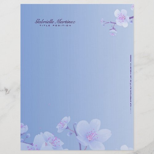 Sky Blue And White Cherry Blossom Natural Spa Letterhead