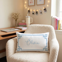 Sky Blue and White Custom Name Monogram