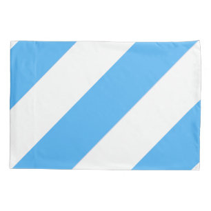 Sky Blue and White Diagonal Broad Stripe Pillow Case