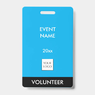 Sky Blue and White Event Volunteer Logo Badge